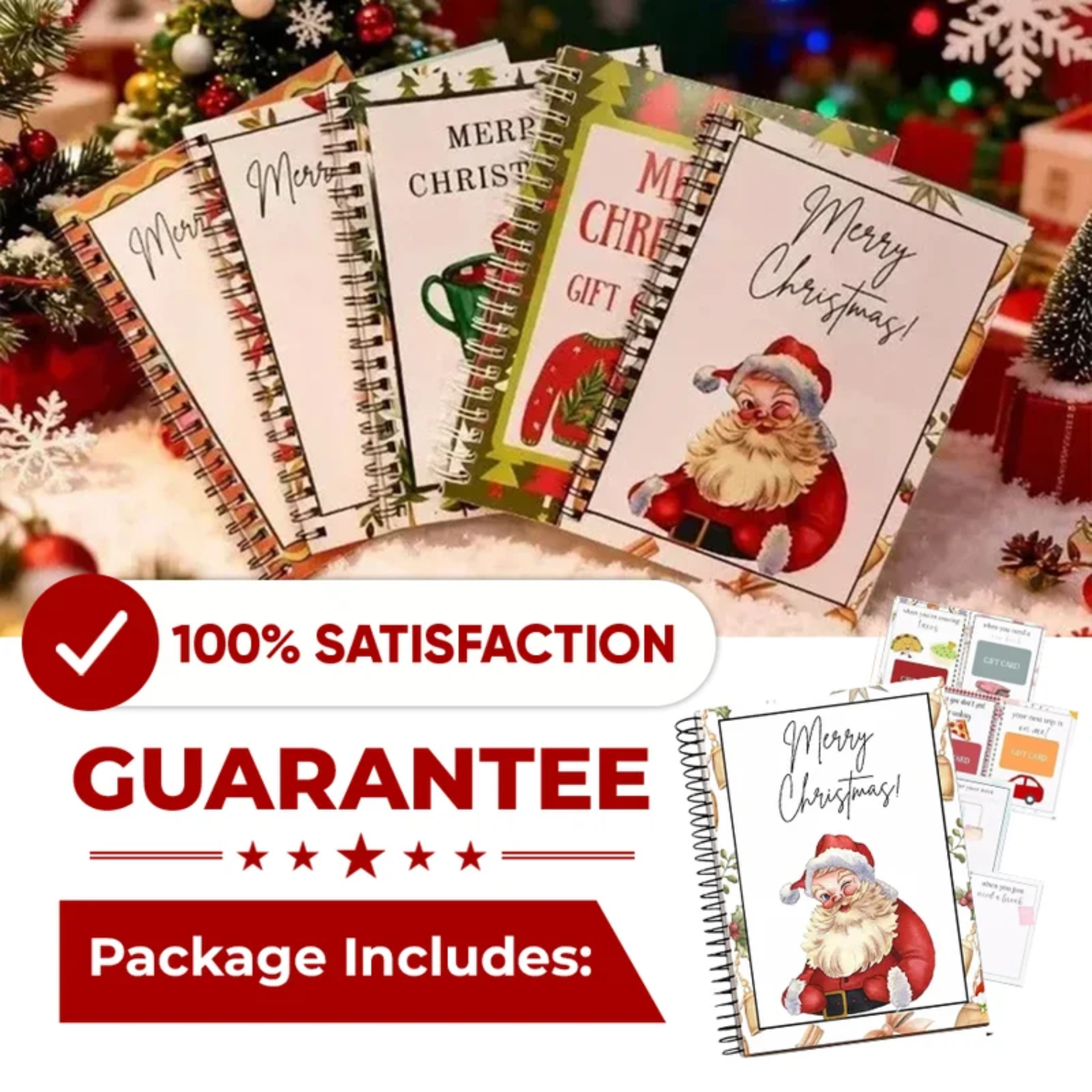 🔥 Last Day 50% OFF 🔥 Christmas Gift Card Book – 12 Gift Card Pages & Personal Message Holder (B)